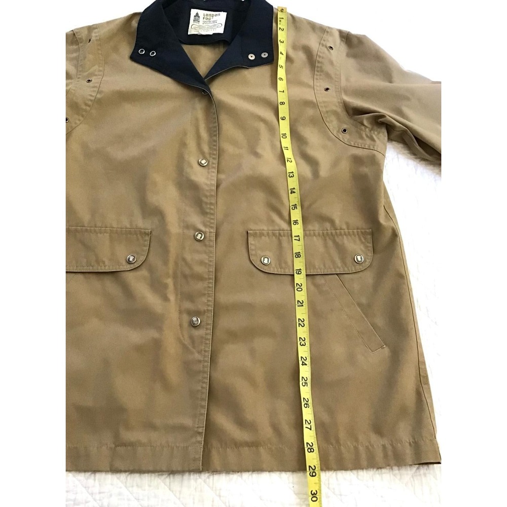 VTG London Fog Size 12 Tan & Navy Blue Raincoat Jacket Boat Vacation Utility - Picture 10 of 15